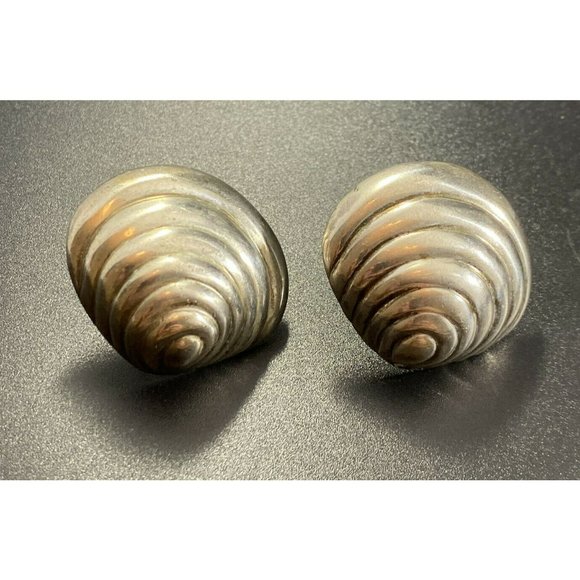 PATRICIA VON MUSULIN Sterling Silver Shell Shape Earrings Vintage Signed - Picture 6 of 6